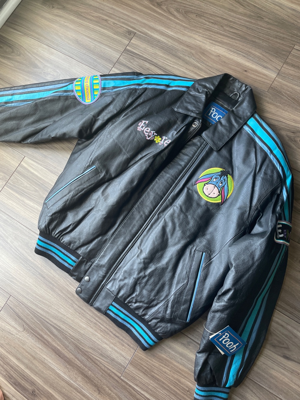 Vintage Disney Eeyore Leather Jacket NEW with tags 90s varsity jacket